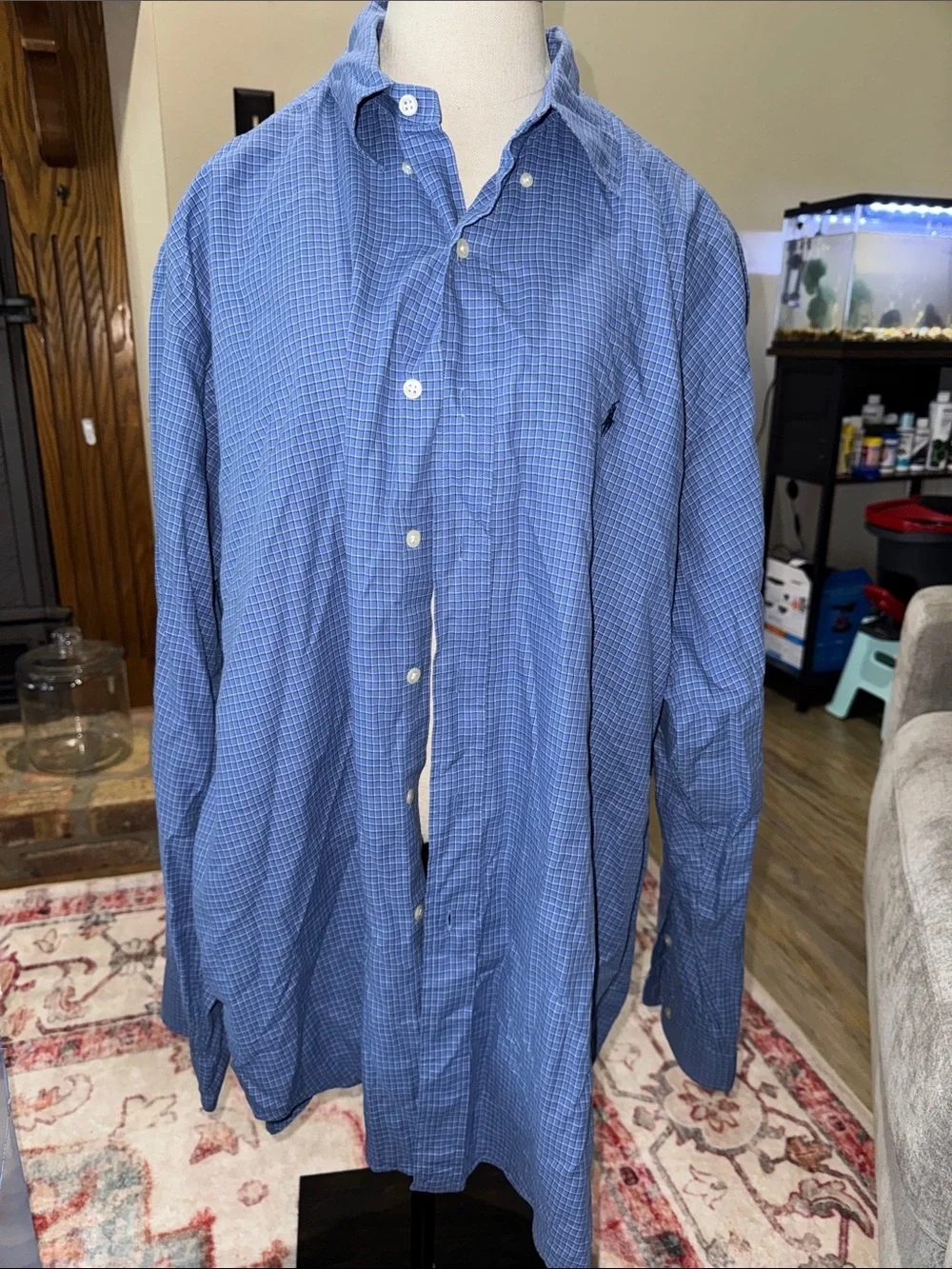 Polo by Ralph Lauren Blue Micro-Check Button-Down Shirt